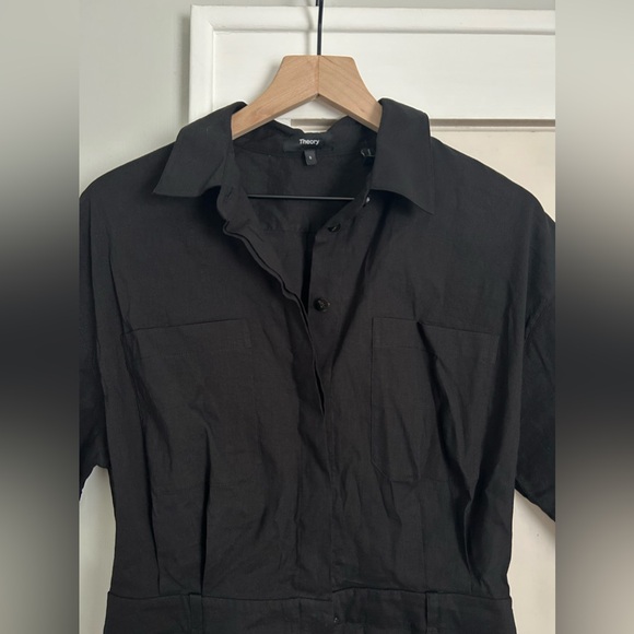 Theory Belted Shirt Dress in Stretch Linen - Picture 5 of 6